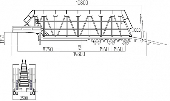 Панелевоз - трал ЧЗПТ 935911-2 со съёмной фермой